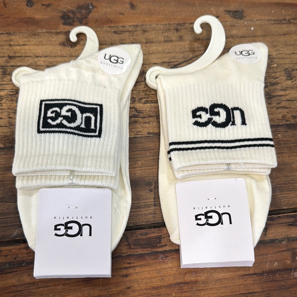 NWT UGG Cream Casual Socks with Ribbed Cuffs set of 2